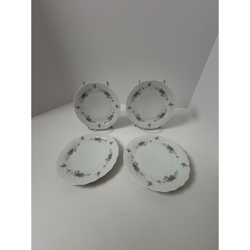 Limoges France Chastagner & Cie Bread Plates Set of 4 6.5" White Floral Rose - Picture 2 of 9